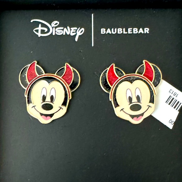 Disney x Baublebar: Mickey Mouse Enamel Devil Horns Earrings: Halloween: NWT - Picture 1 of 3